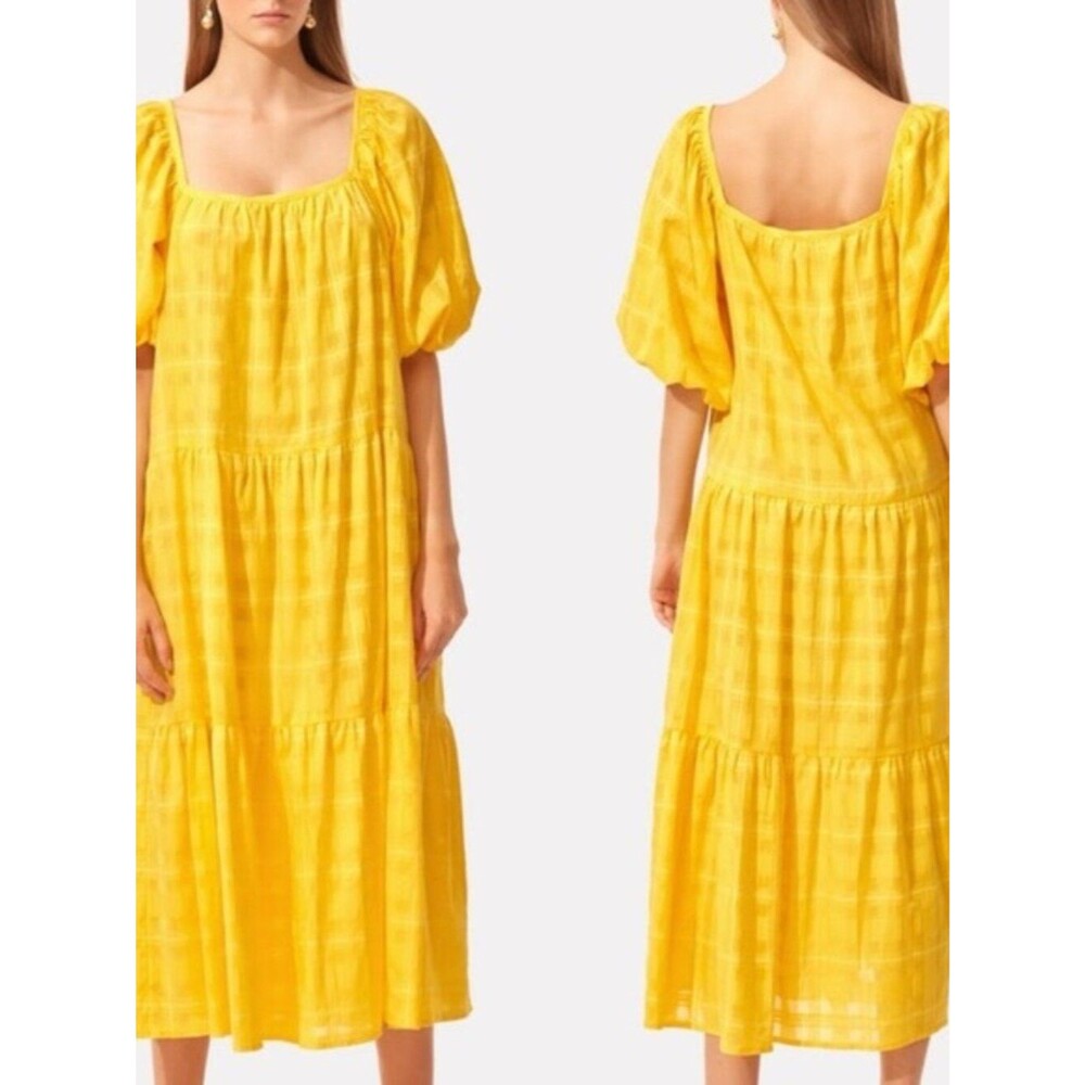 Solid & Striped Vibrant Yellow Tiered Midi Dress Size Large